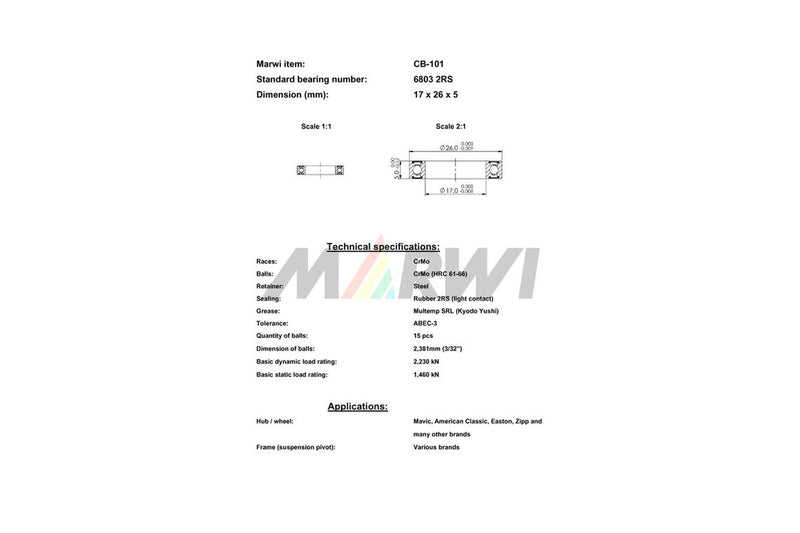 Union CB-101 / 6803 2RS 2020