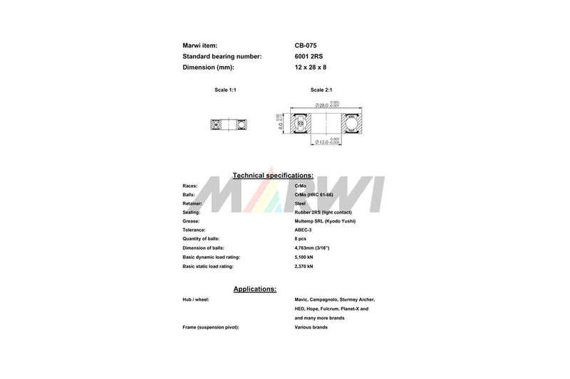 Union / Elvedes CB-075 / 6001 2RS